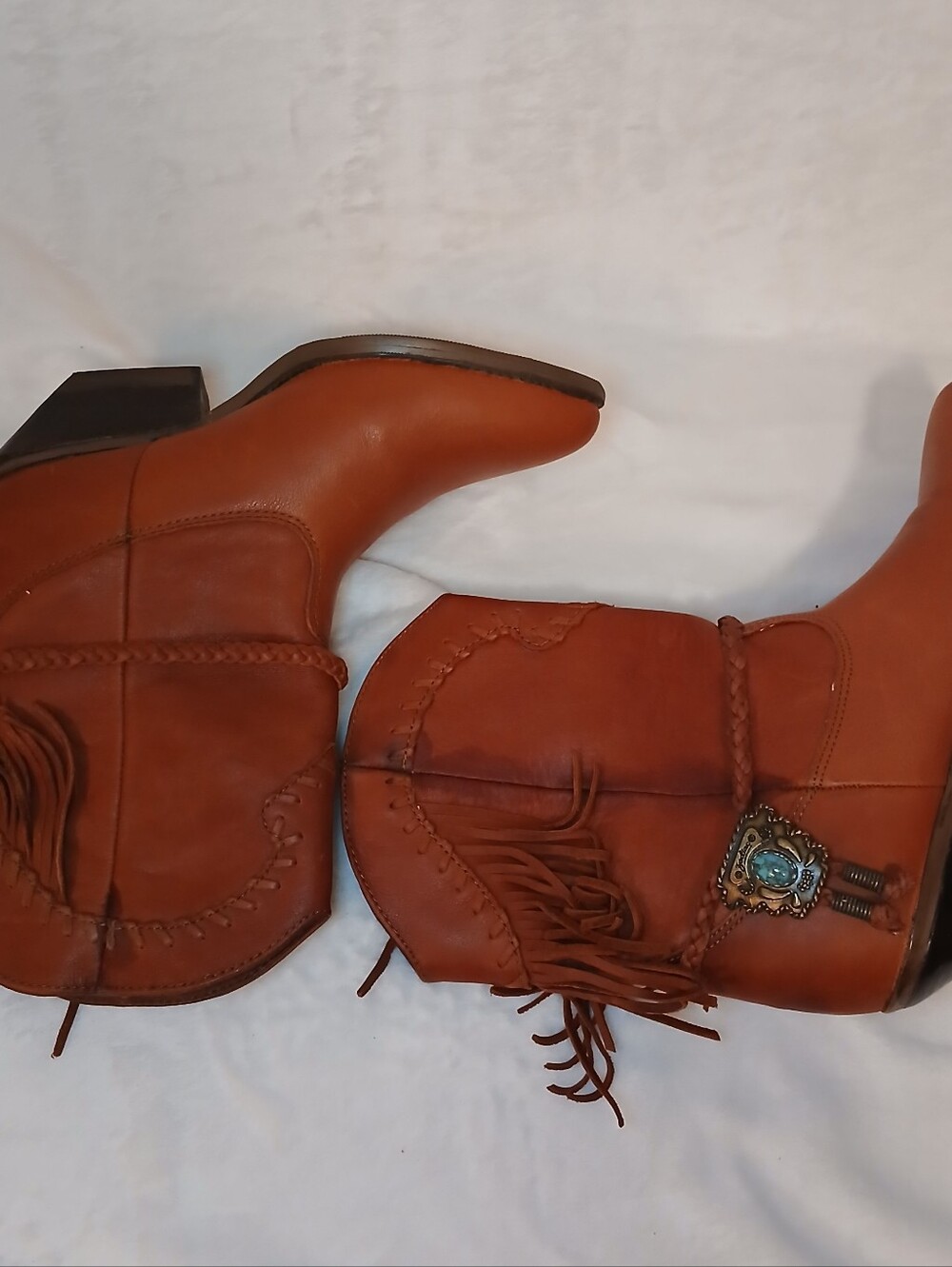 Zodiak Z Line Western Booties Women's Size 7  Vintage Concho Rope Boots Fringe